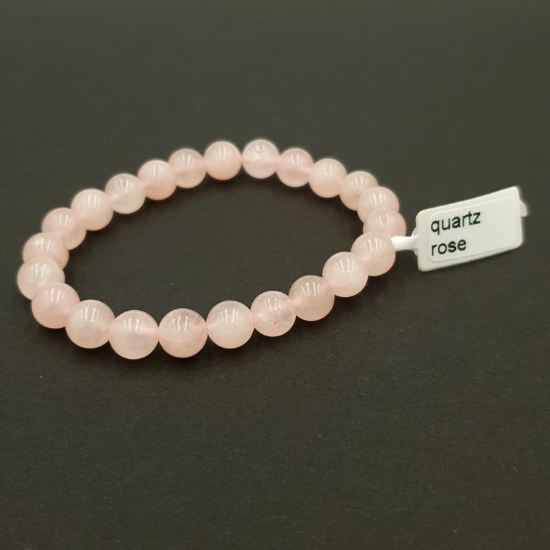 Bracelet Quartz rose pierres naturelles boules lithothérapie bienêtre