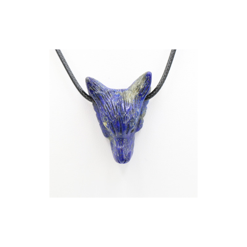 pendentif lapis lazuli tête de loup pierre naturelle