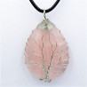 pendentif quartz rose arbre de vie goutte pierre naturelle