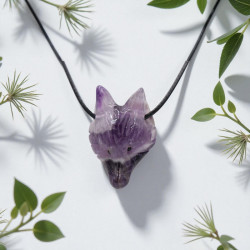 Pendentif améthyste chevron tête de renard