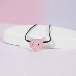 Pendentif tête de loup quartz rose