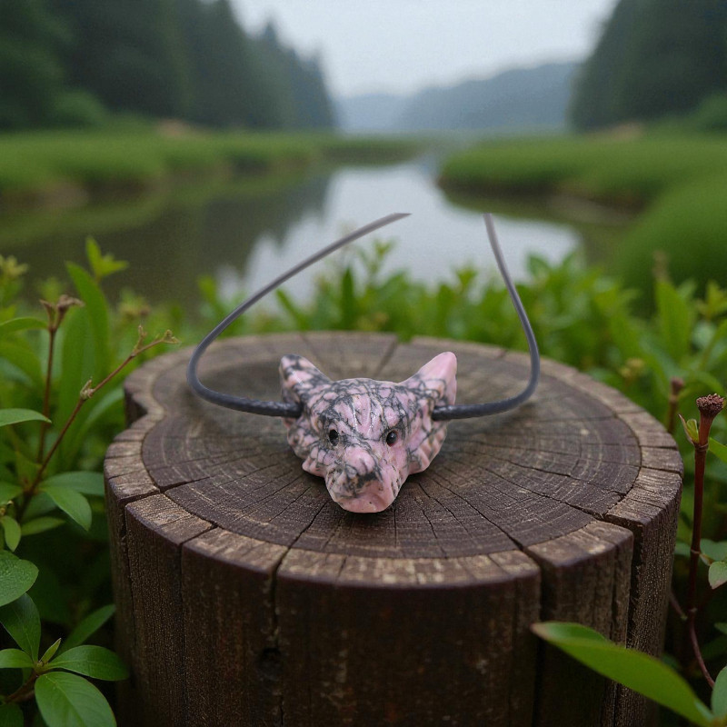 Pendentif rhodonite tête de loup