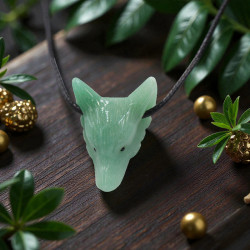 Pendentif Aventurine verte tête de loup