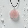 Pendentif quartz rose rond arbre de vie