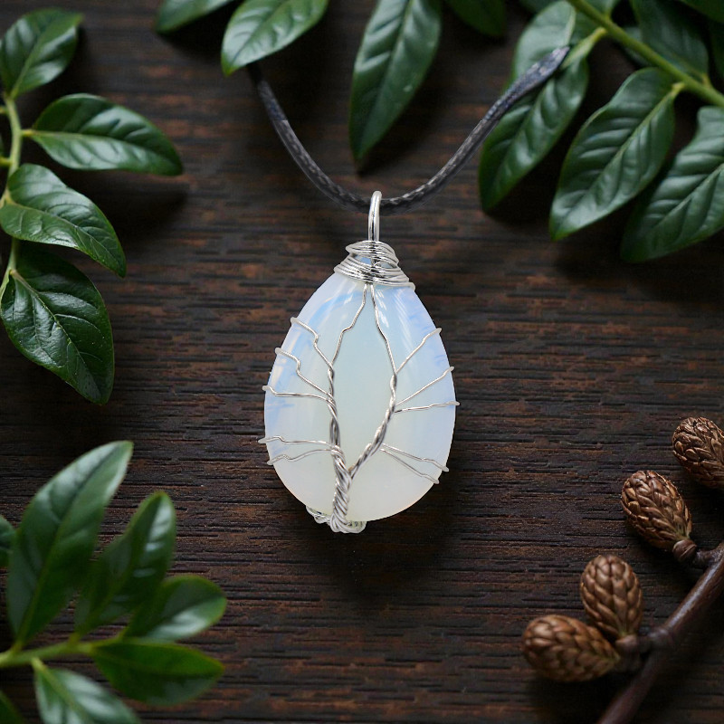 Pendentif Opaline arbre de vie lithothérapie
