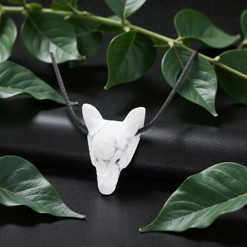 Pendentif Howlite tête de loup